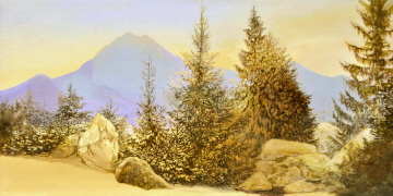 Milleschauer, i.m. C.D.Friedrich, 2003, Acryl, &Ouml;l, 70/140 cm