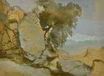 Baumstein / Kreta, Aquarell, 1997, 32/43 cm Baumstein / Kreta, Aquarell, 1997, 32/43 cm