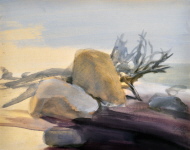 Wurzel und Stein 2, Aquarell, 1989, 45/58 cm